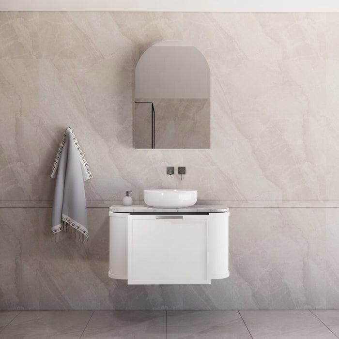 900*450*450mm ABS Houston Matt White Plywood Curved Wall Hung Vanity