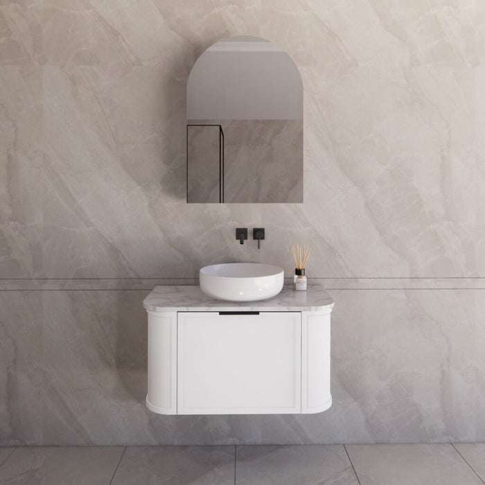 900*450*450mm ABS Houston Matt White Plywood Curved Wall Hung Vanity