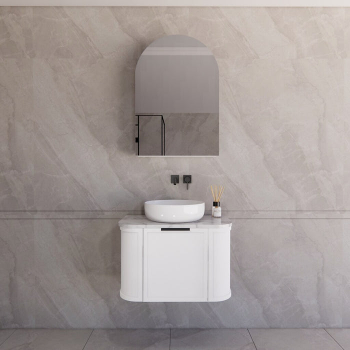 750*450*450mm ABS Houston Matt White Plywood Curved Wall Hung Vanity