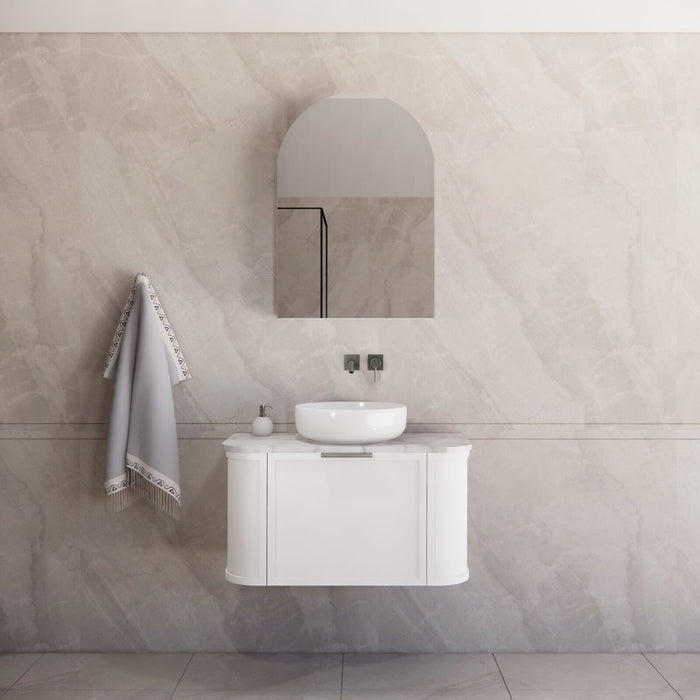 900*450*450mm ABS Houston Matt White Plywood Curved Wall Hung Vanity