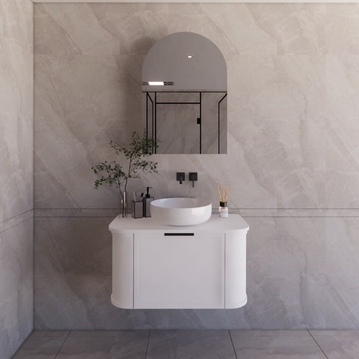 900*450*450mm ABS Houston Matt White Plywood Curved Wall Hung Vanity