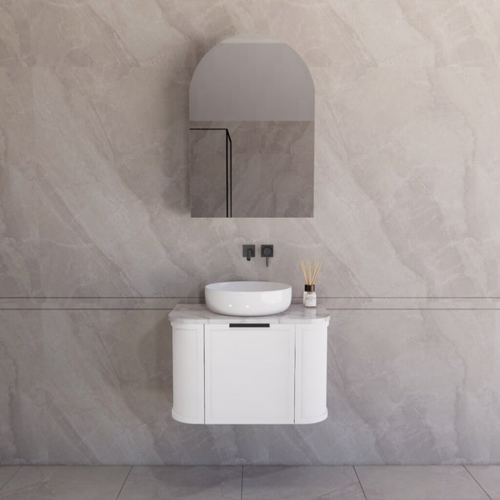 750*450*450mm ABS Houston Matt White Plywood Curved Wall Hung Vanity