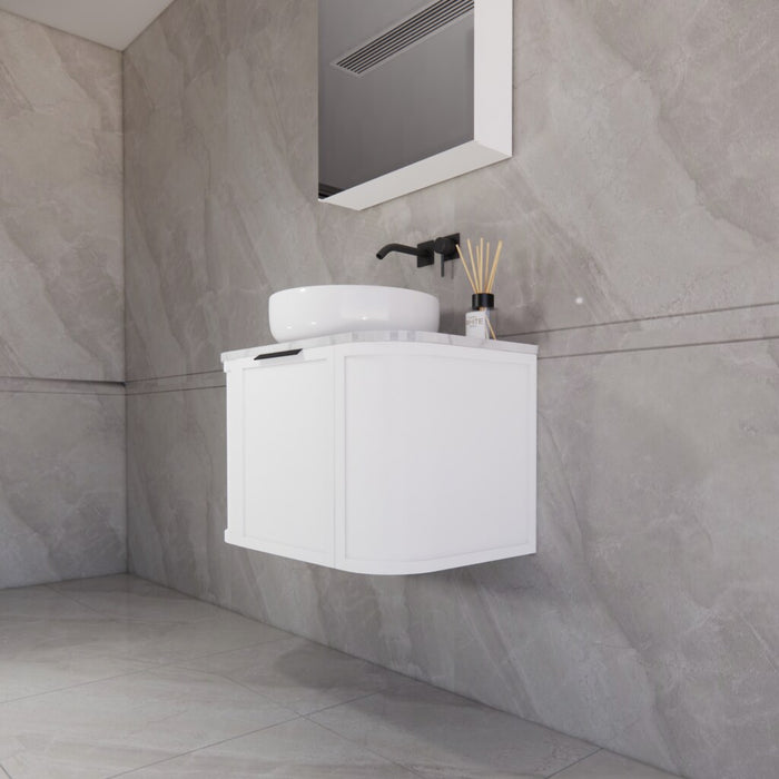750*450*450mm ABS Houston Matt White Plywood Curved Wall Hung Vanity