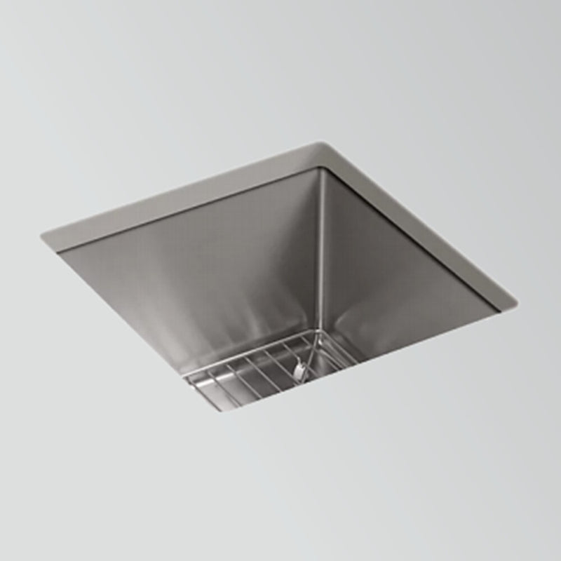 381*381*237mm Kohler Strive Stainless Steel Square Single Bowl Undermount Kitchen Sink