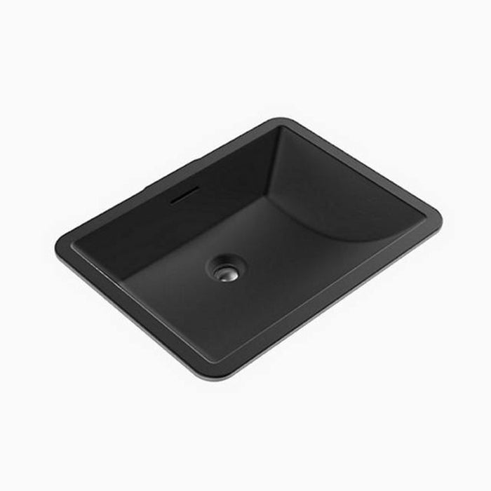 482*352*184mm Kohler Brazn Kohler White/Honed Black Ceramic Rectangle With Overflow Under-Mount Basins