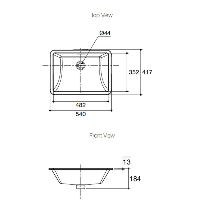 482*352*184mm Kohler Brazn Kohler White/Honed Black Ceramic Rectangle With Overflow Under-Mount Basins