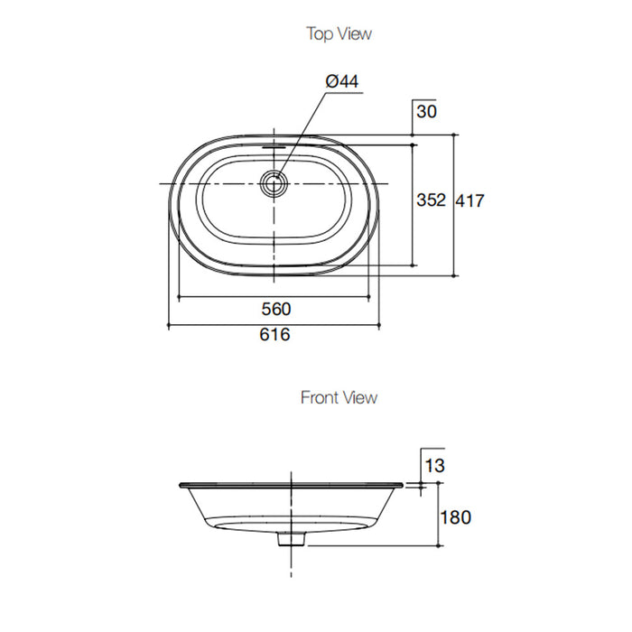 560*352*180mm Kohler Brazn Kohler White/Honed Black Ceramic Oval With Overflow Under-Mount Basins
