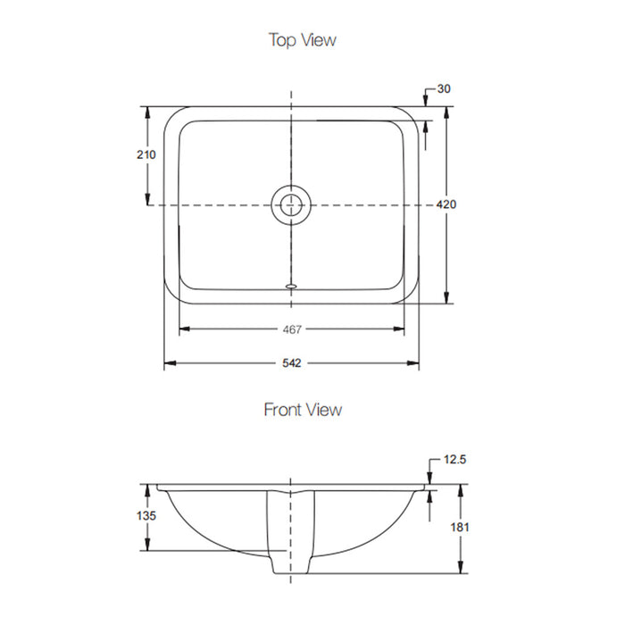483-585*420*181mm Kohler Caxton Gloss White Ceramic Rectangle With Overflow Under-Mount Basins