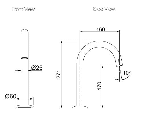 Kohler Components Hob Mount Tube Basin Spout Chrome/Matte
Black/Brushed
Nickel/Moderne Brushed Brass Gooseneck Solid Brass Tapware