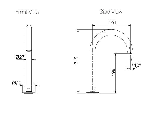 Kohler Components Hob Mount Tube Bath Spout Chrome/Matte
Black/Brushed
Nickel/Moderne Brushed Brass Gooseneck Solid Brass Tapware