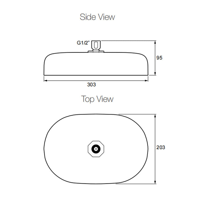 303mm Kohler Statement 1F 12 OBLONG Rainhead Chrome/Brushed Nickel/Brushed Brass/Matt Black Oval Shower Heads