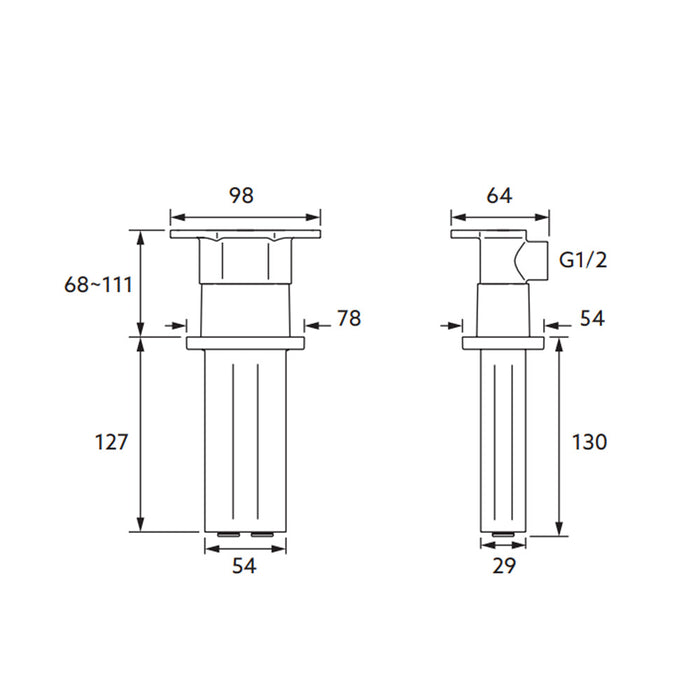 127-254mm Kohler Statement Dual Function Chrome/Brushed Nickel/Brushed Brass/Matt Black Oval Ceiling Mount Rainhead Arm