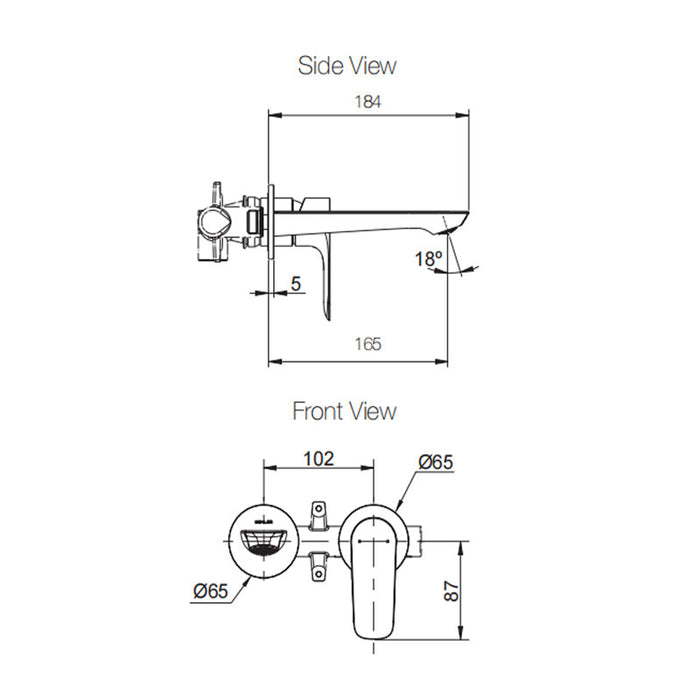 Kohler Aleo S Wall Mount Basin Mixer 165mm Chrome/Matte Black/Brushed Nickel Tapware