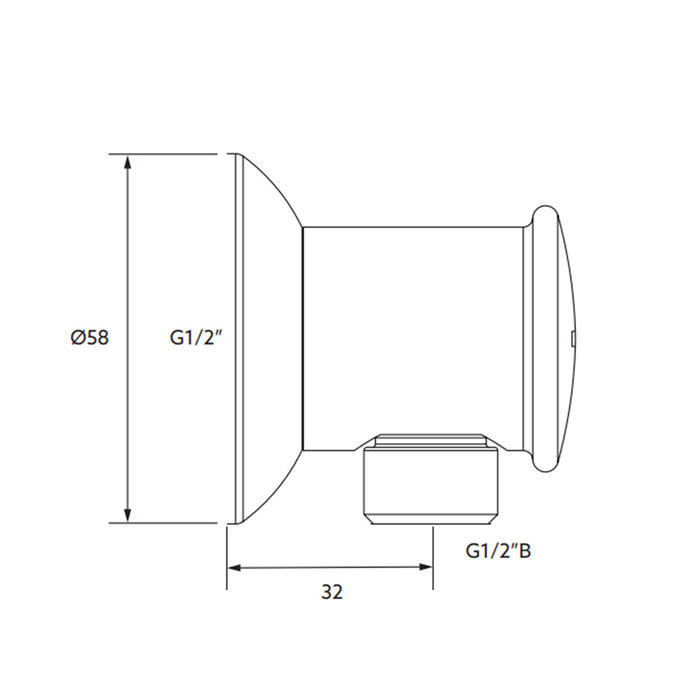 58mm Kohler Statement Chrome/Brushed Nickel/Brushed Brass/Matt Black Round Wall Mount Water Supply Connection Elbow
