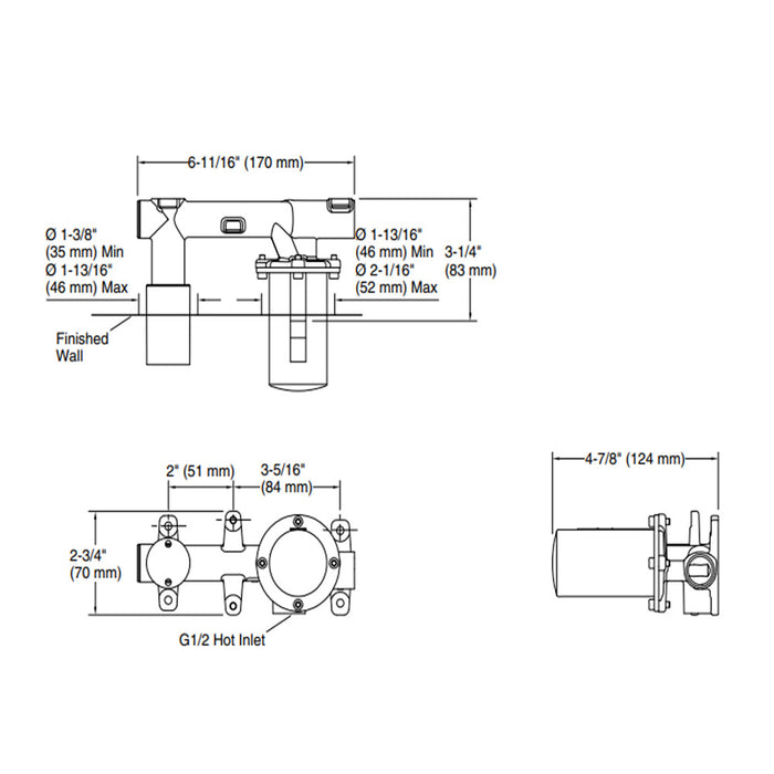 Kohler Components Wall Mount Pin Lever Mixer Chrome/Matte Black/Brushed Nickel/Brushed Brass Tapware