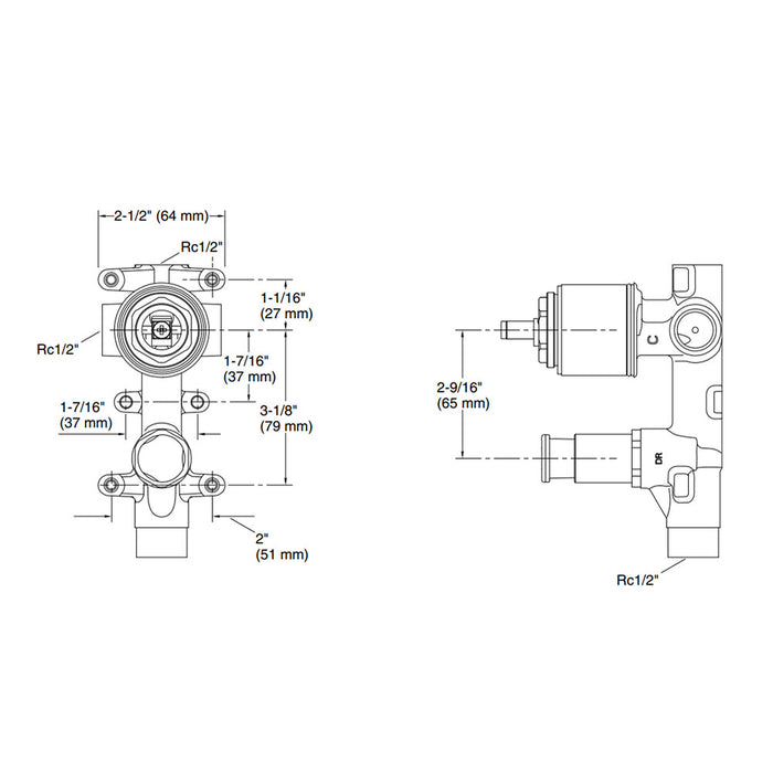 160mm Kohler Components Chrome/Brushed Nickel/Matt Black Round Plate Industrial Handle Shower/Bath Mixer With Diverter Thin Trim Kit