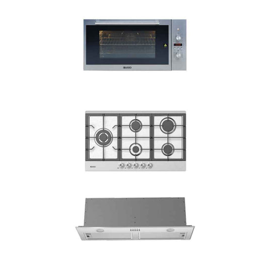 900mm Dilusso Stainless Steel Oven + Gas Cooktop + Rangehood Kitchen Appliance Package