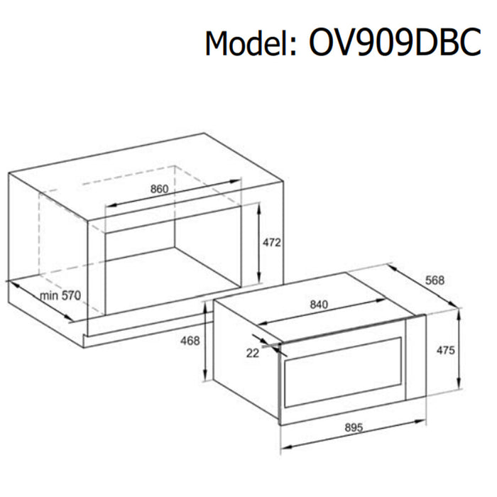 900mm DiLusso Black Cooktops and Electric Oven and Concealed Rangehood Packages