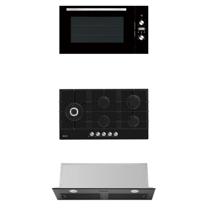 900mm DiLusso Black Cooktops and Electric Oven and Concealed Rangehood Packages