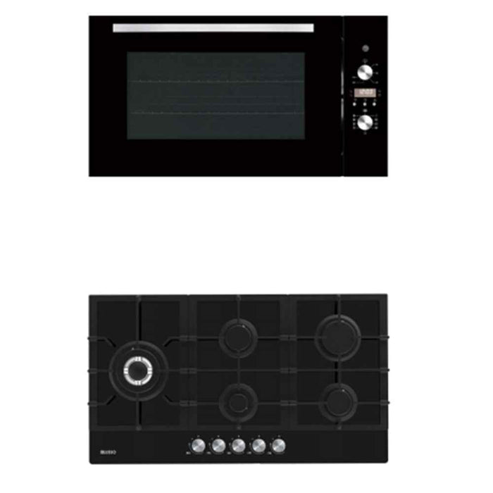 900mm DiLusso Black Cooktops and Electric Oven and Concealed Rangehood Kitchen Appliance Packages