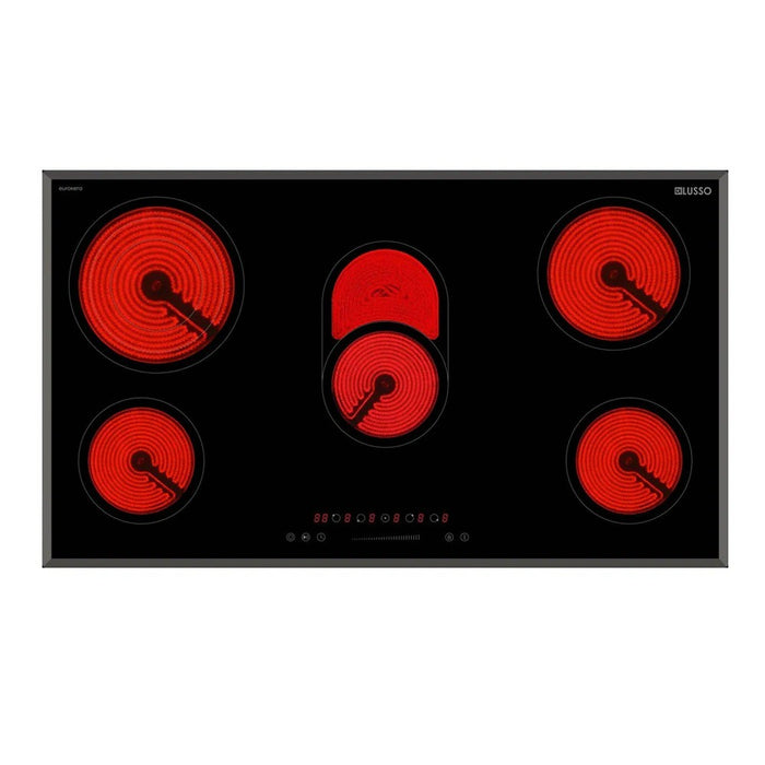 900mm Dilusso EuroKera Bevelled Edged Black Glass Touch Control Ceramic Cooktop