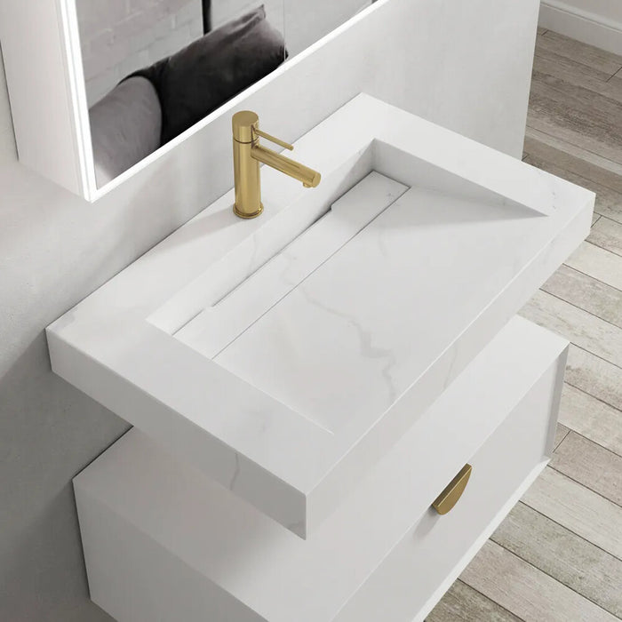 600-1500*470*85mm Otti Moonlight Solid Surface Top Wall Hung Basins