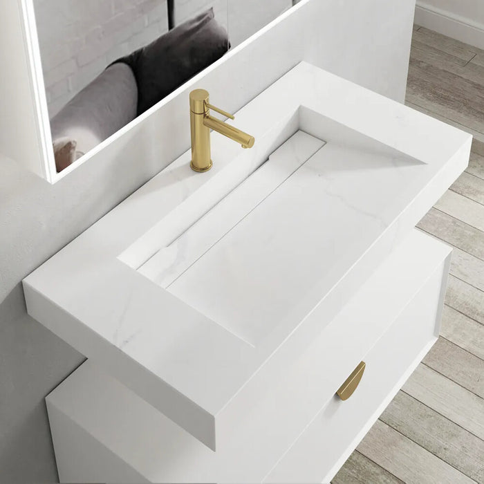 600-1500*470*85mm Otti Moonlight Solid Surface Top Wall Hung Basins