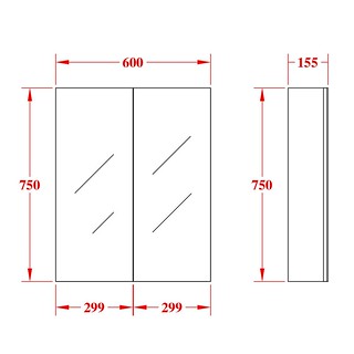 600-1500*750*155mm Poseidon Evie Dark Brown Moisture Resistant Plywood Glass Rectangle Shaving Cabinet