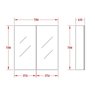 600-1500*750*155mm Poseidon Evie Dark Brown Moisture Resistant Plywood Glass Rectangle Shaving Cabinet