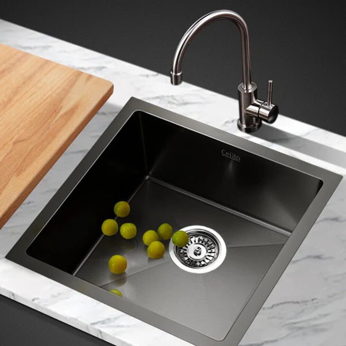 440*440*205mm Hunter Black Stainless Steel Square Basin Single Bowl Laundry Kitchen Sinks