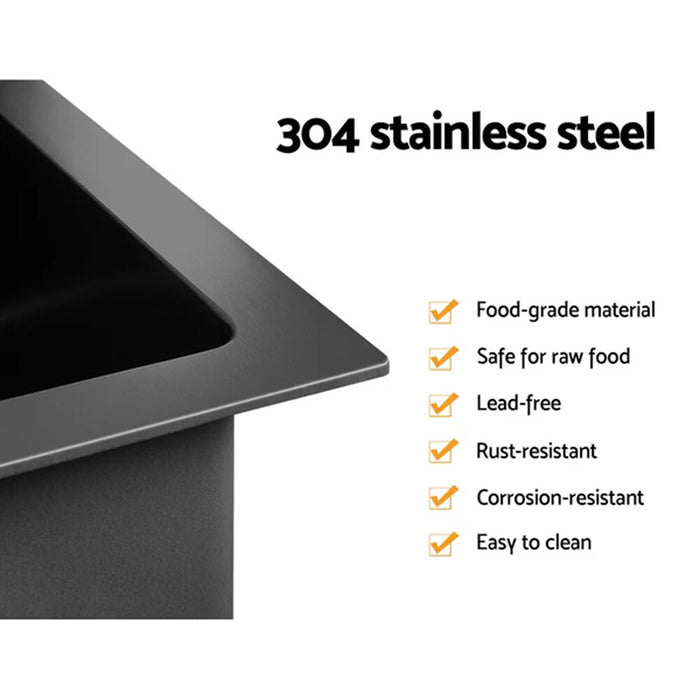 440*440*205mm Hunter Black Stainless Steel Square Basin Single Bowl Laundry Kitchen Sinks