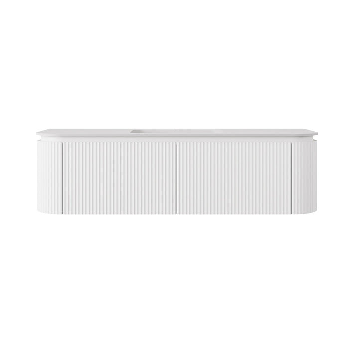 600-1800*455*400mm Lukka Estella Modern Matt White PVC Fluted Wall Hung Vanity