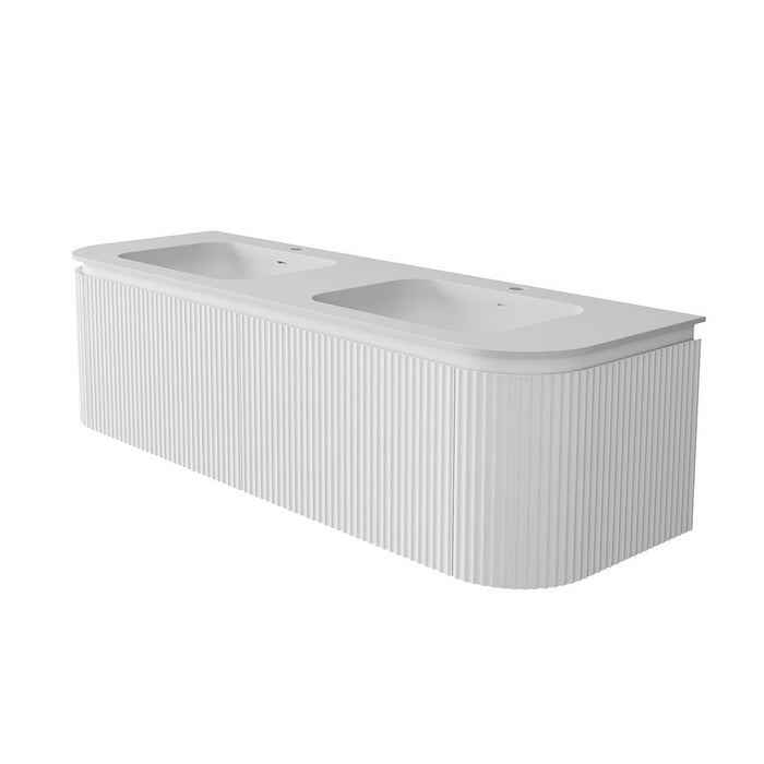 600-1800*455*400mm Lukka Estella Modern Matt White PVC Fluted Wall Hung Vanity