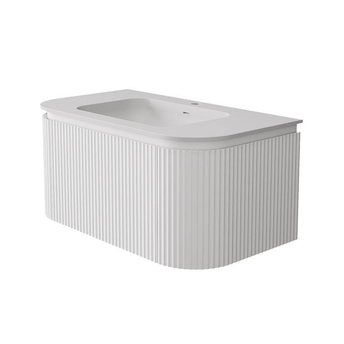 600-1800*455*400mm Lukka Estella Modern Matt White PVC Fluted Wall Hung Vanity