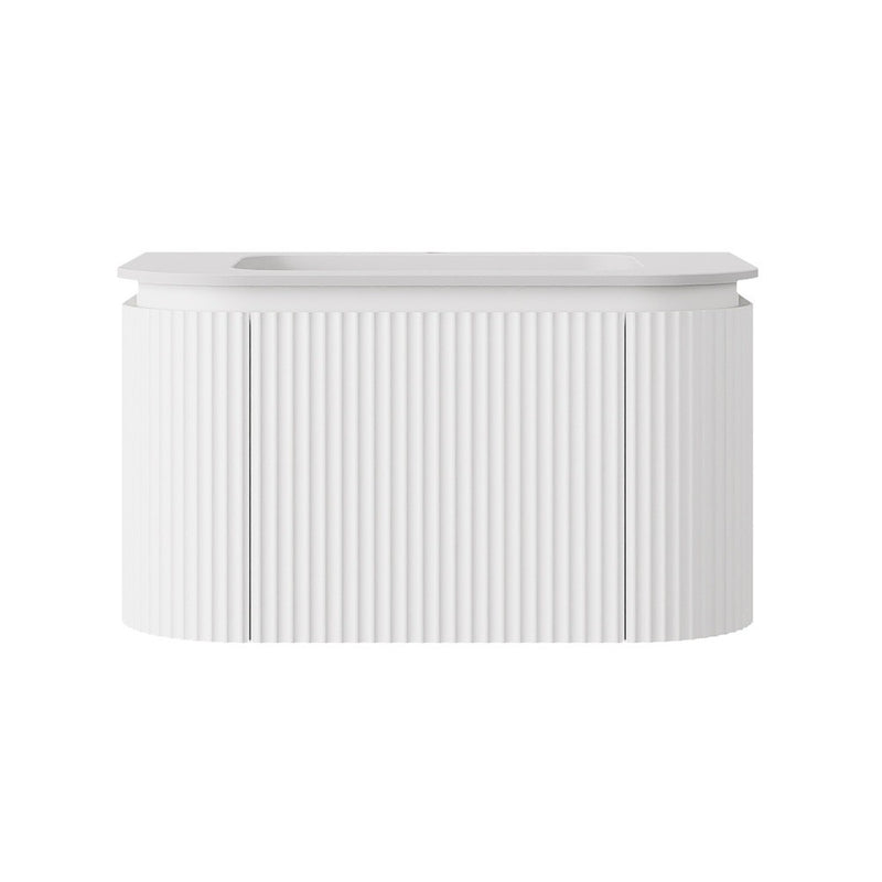 600-1800*500*400mm Lukka Estella Modern Matt White PVC Fluted Wall Hung Vanity
