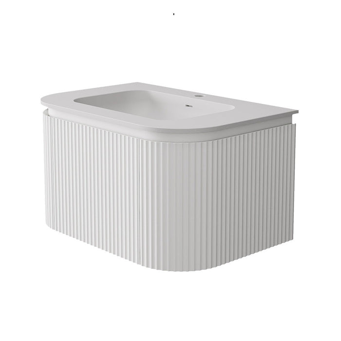 600-1800*455*400mm Lukka Estella Modern Matt White PVC Fluted Wall Hung Vanity