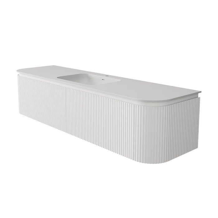600-1800*455*400mm Lukka Estella Modern Matt White PVC Fluted Wall Hung Vanity
