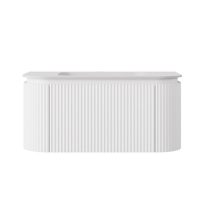 600-1800*455*400mm Lukka Estella Modern Matt White PVC Fluted Wall Hung Vanity