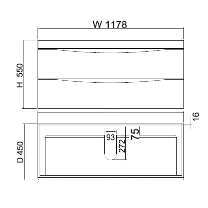 750-1500*450*820mm ABS Forest Timber DV Series Dark Oak MDF Curved Edges Wall Hung/Freestanding Vanity
