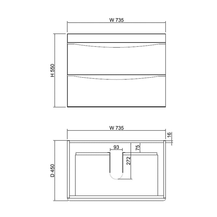 750-1500*450*820mm ABS Forest Timber DV Series Dark Oak MDF Curved Edges Wall Hung/Freestanding Vanity