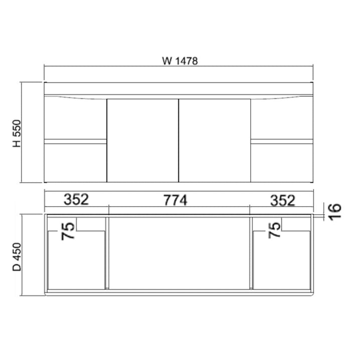 750-1500*450*820mm ABS Forest Timber DV Series Dark Oak MDF Curved Edges Wall Hung/Freestanding Vanity