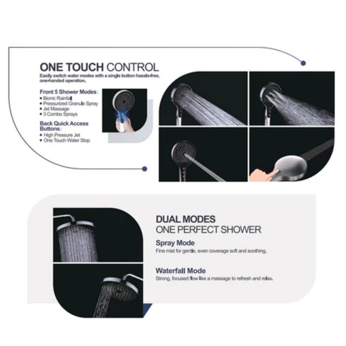 300mm Amoza Galaxy 304 Stainless Steel Spray Waterfall Gooseneck Shower Arm & Head