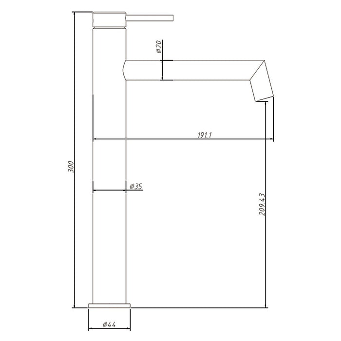 Amoza Brushed Stainless Steel/Brushed Gold/Chrome/Gun Metal/Matt Black 304 Stainless Steel Hi-Rise Right Angle Basin Mixer Tapware