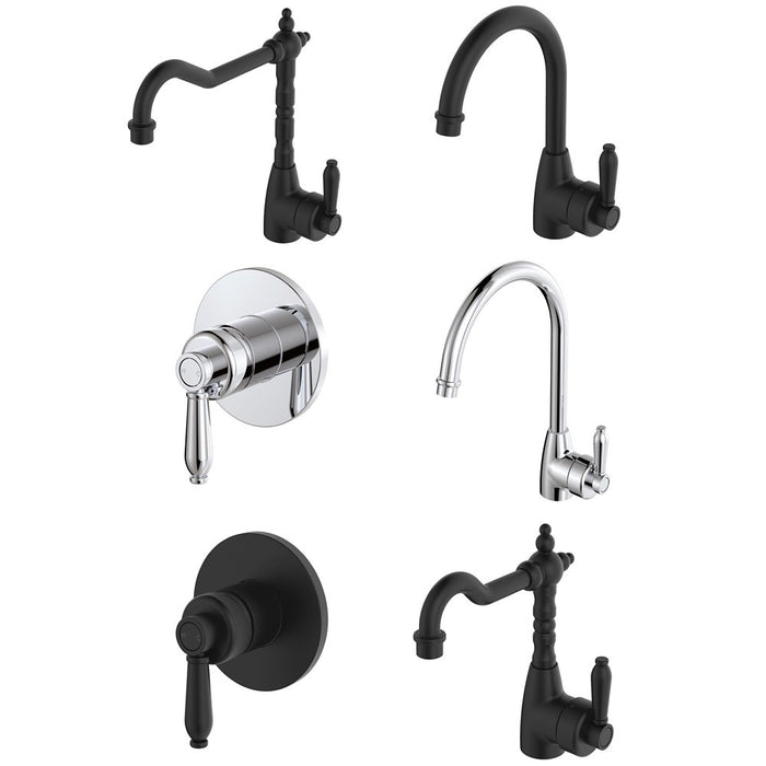 Fienza Eleanor Matte Black/Chrome/Brushed Nickel/Urban Brass Solid Brass Electroplated/PVD Basin/Kitchen/Wall Mixer Tapware