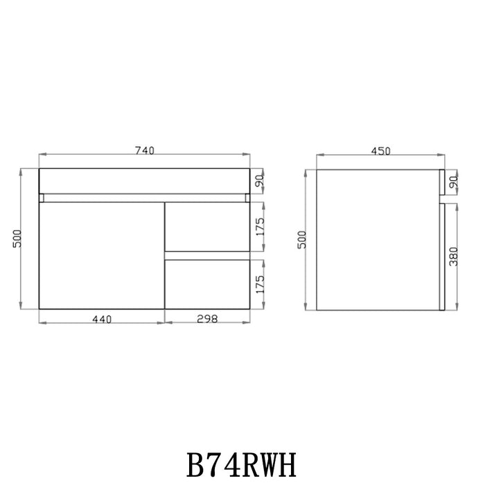 600-1500*500*450mm POS Berge White Oak MDF Wall Hung Vanity