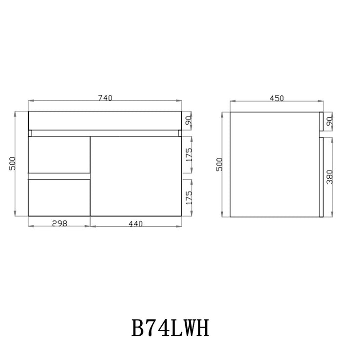 600-1500*500*450mm POS Berge White Oak MDF Wall Hung Vanity