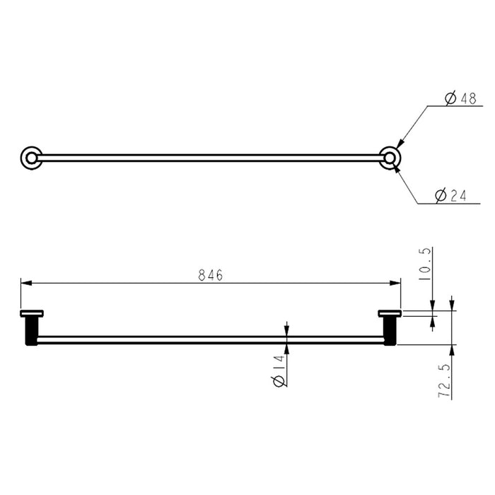 800mm ACL Linie Brushed Nickel/Gun Metal/Matt Black/Brushed Gold Brass Single Towel Rail