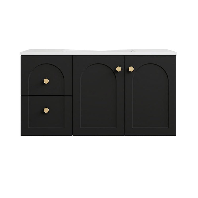900*455*470mm Lukka Chester Federation Matt Black PVC Left/Right Drawer Wall Hung Vanity