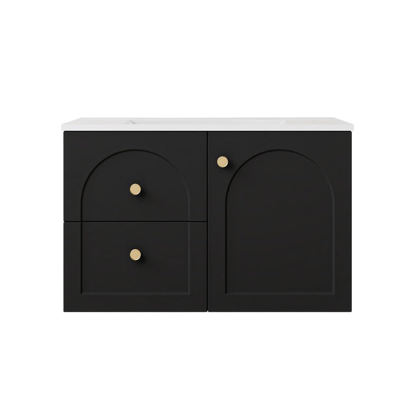 750*455*470mm Lukka Chester Federation Matt Black PVC Left/Right Drawer Wall Hung Vanity