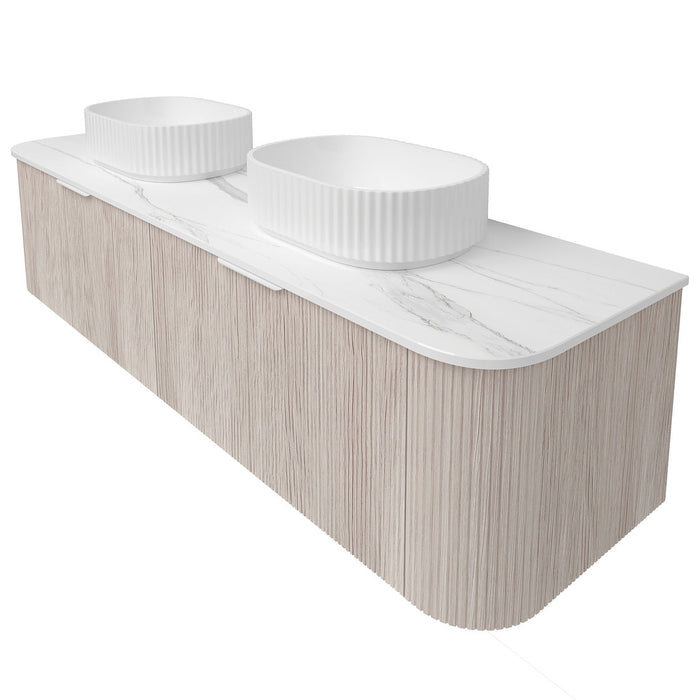 600-1800*500mm POS Bronte Coastal Oak Woodgrain thermolaminated V-Groove Fluted Bathroom Cabinet Wall Hung Vanity